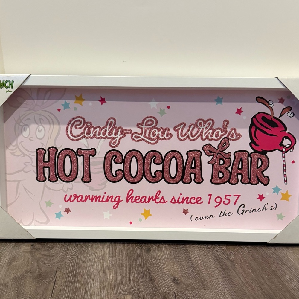 Absolutely Adorable Cindy-Lou Who's Hot Cocoa Bar Wood Wall Decor- NWT